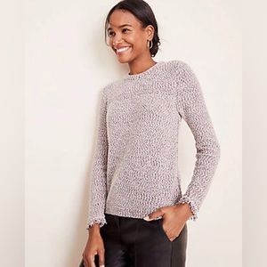 Ann Taylor Fringe Tweed Sweater
